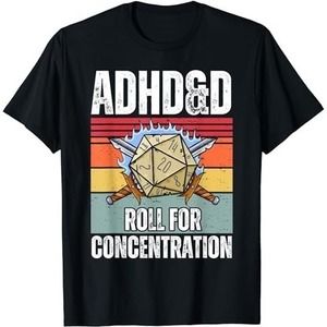 Retro Vintage ADHD&D Roll For Concentration Funny Gamer T-Shirt